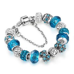 Miss's European Charm Bracelet Aquarius Austrian Crystal Beads Fashion Jewelry
